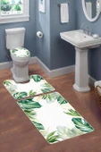 Modern Desenli Dijital Baskı 3’lü Banyo Paspas Takımı Yıkanabilir Kaymaz Tabanlı Klozet Takımı KLZ0028 RENKLİ 60 X 90 thumbnail 2