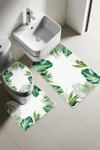 Modern Desenli Dijital Baskı 3’lü Banyo Paspas Takımı Yıkanabilir Kaymaz Tabanlı Klozet Takımı KLZ0028 RENKLİ 60 X 90 thumbnail 1
