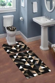Modern Desenli Dijital Baskı 3’lü Banyo Paspas Takımı Yıkanabilir Kaymaz Tabanlı Klozet Takımı KLZ0016 RENKLİ 60 X 90 thumbnail 2