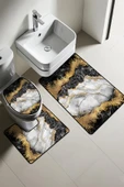 Modern Desenli 3'lü Banyo Paspas Takımı – Yıkanabilir Kaymaz Tabanlı Klozet Takımı KLZ0007 RENKLİ 60 X 90 - 1