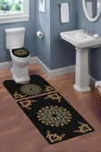 Modern Desenli 3'lü Banyo Paspas Takımı – Yıkanabilir Kaymaz Tabanlı Klozet Takımı KLZ0032 RENKLİ 60 X 90 - 2
