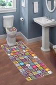 Modern Desenli 3'lü Banyo Paspas Takımı – Yıkanabilir Kaymaz Tabanlı Klozet Takımı KLZ0015 RENKLİ 60 X 90 - 2