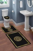 Modern Desenli 3'lü Banyo Paspas Takımı – Yıkanabilir Kaymaz Tabanlı Klozet Takımı KLZ0043 RENKLİ 60 X 90 - 2