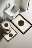 Modern Desenli Dijital Baskı 3’lü Banyo Paspas Takımı Yıkanabilir Kaymaz Tabanlı Klozet Takımı KLZ0048 RENKLİ 60 X 90 thumbnail 1