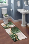 Modern Desenli 3'lü Banyo Paspas Takımı – Yıkanabilir Kaymaz Tabanlı Klozet Takımı KLZ0013 RENKLİ 60 X 90 - 2