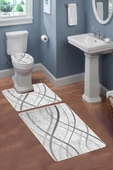 Modern Desenli 3'lü Banyo Paspas Takımı – Yıkanabilir Kaymaz Tabanlı Klozet Takımı KLZ0004 RENKLİ 60 X 90 - 2