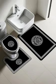 Modern Desenli 3'lü Banyo Paspas Takımı – Yıkanabilir Kaymaz Tabanlı Klozet Takımı KLZ0044 RENKLİ 60 X 90 - 1