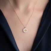 Vaoov 925 Ayar Gümüş Beyaz Papatya Kolye thumbnail 4
