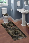 Modern Desenli 3'lü Banyo Paspas Takımı – Yıkanabilir Kaymaz Tabanlı Klozet Takımı KLZ0036 RENKLİ 60 X 90 - 2