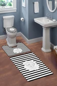 Modern Desenli 3'lü Banyo Paspas Takımı – Yıkanabilir Kaymaz Tabanlı Klozet Takımı KLZ0018 RENKLİ 60 X 90 - 2