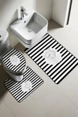 Modern Desenli 3'lü Banyo Paspas Takımı – Yıkanabilir Kaymaz Tabanlı Klozet Takımı KLZ0018 RENKLİ 60 X 90 - 1