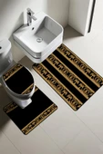Modern Desenli 3'lü Banyo Paspas Takımı – Yıkanabilir Kaymaz Tabanlı Klozet Takımı KLZ0038 RENKLİ 60 X 90 - 1