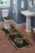 Modern Desenli 3'lü Banyo Paspas Takımı – Yıkanabilir Kaymaz Tabanlı Klozet Takımı KLZ0040 RENKLİ 60 X 90 - 2