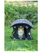 Yuga Pati Desenli Siyah Kedi Evi Isı ve Yağmur Korumalı - 6