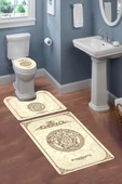 Modern Desenli 3'lü Banyo Paspas Takımı – Yıkanabilir Kaymaz Tabanlı Klozet Takımı KLZ0049 RENKLİ 60 X 90 - 2