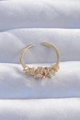 pilelistore Pirinç Gold Renk Zirkon Taşlı Damla Detay Ayarlanabilir Yüzük - TJ-BYK3245 - 2