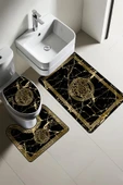 Modern Desenli 3'lü Banyo Paspas Takımı – Yıkanabilir Kaymaz Tabanlı Klozet Takımı KLZ0040 RENKLİ 60 X 90 - 1