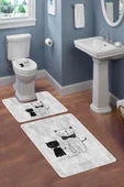 Modern Desenli 3'lü Banyo Paspas Takımı – Yıkanabilir Kaymaz Tabanlı Klozet Takımı KLZ0003 RENKLİ 60 X 90 - 2