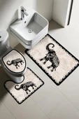 Modern Desenli 3'lü Banyo Paspas Takımı – Yıkanabilir Kaymaz Tabanlı Klozet Takımı KLZ0030 RENKLİ 60 X 90 - 1