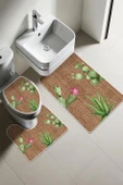 Modern Desenli Dijital Baskı 3’lü Banyo Paspas Takımı Yıkanabilir Kaymaz Tabanlı Klozet Takımı KLZ0020 RENKLİ 60 X 90 thumbnail 1