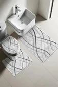 Modern Desenli 3'lü Banyo Paspas Takımı – Yıkanabilir Kaymaz Tabanlı Klozet Takımı KLZ0004 RENKLİ 60 X 90 - 1