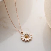 Vaoov 925 Ayar Gümüş Beyaz Papatya Kolye thumbnail 5