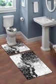 Modern Desenli 3'lü Banyo Paspas Takımı – Yıkanabilir Kaymaz Tabanlı Klozet Takımı KLZ0002 RENKLİ 60 X 90 - 2