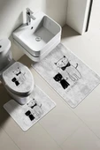Modern Desenli 3'lü Banyo Paspas Takımı – Yıkanabilir Kaymaz Tabanlı Klozet Takımı KLZ0003 RENKLİ 60 X 90 - 1