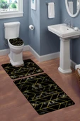 Modern Desenli 3'lü Banyo Paspas Takımı – Yıkanabilir Kaymaz Tabanlı Klozet Takımı KLZ0050 RENKLİ 60 X 90 - 2