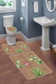 Modern Desenli 3'lü Banyo Paspas Takımı – Yıkanabilir Kaymaz Tabanlı Klozet Takımı KLZ0020 RENKLİ 60 X 90 - 2