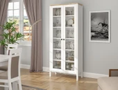 Hunerika Sarel Cam kapaklı vitrin/büfe - wood beyaz/legnano - 1