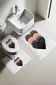 Modern Desenli 3'lü Banyo Paspas Takımı – Yıkanabilir Kaymaz Tabanlı Klozet Takımı KLZ0001 RENKLİ 60 X 90 - 1