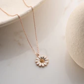 Vaoov 925 Ayar Gümüş Beyaz Papatya Kolye thumbnail 3