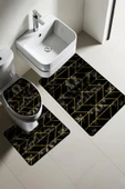 Modern Desenli 3'lü Banyo Paspas Takımı – Yıkanabilir Kaymaz Tabanlı Klozet Takımı KLZ0050 RENKLİ 60 X 90 - 1