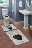Modern Desenli 3'lü Banyo Paspas Takımı – Yıkanabilir Kaymaz Tabanlı Klozet Takımı KLZ0017 RENKLİ 60 X 90 - 2