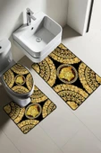 Modern Desenli 3'lü Banyo Paspas Takımı – Yıkanabilir Kaymaz Tabanlı Klozet Takımı KLZ0041 RENKLİ 60 X 90 - 1