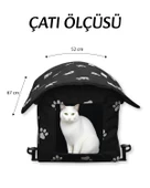 Yuga Pati Desenli Siyah Kedi Evi Isı ve Yağmur Korumalı - 10