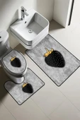 Modern Desenli 3'lü Banyo Paspas Takımı – Yıkanabilir Kaymaz Tabanlı Klozet Takımı KLZ0017 RENKLİ 60 X 90 - 1
