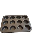 12'li Kek Kalıbı Yanmaz Yapışmaz Muffin Cupcake Kalıbı Kek Kalıbı thumbnail 2