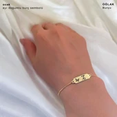 14 Ayar Altın Plakalı Doğum Ayına Özel Altın Renkli Zincirli Kelebek Motifli Hediye Bileklik-643 thumbnail 2