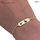 14 Ayar Altın Plakalı Burca Özel Altın Renkli Zincirli Kelebek Motifli Hediye Bileklik-643 thumbnail 3
