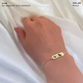 14 Ayar Altın Plakalı Burca Özel Altın Renkli Zincirli Kelebek Motifli Hediye Bileklik-643 thumbnail 2