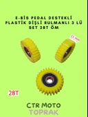 E-Bike Pedal Destekli Dişli Rulmanlı Set 28T – Sarı Plastik 3’lü Dişli Takımı thumbnail 1