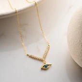 Vaoov 925 Ayar Gümüş Taşlı Sallantılı Göz Kolye thumbnail 3