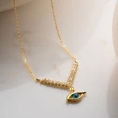 Vaoov 925 Ayar Gümüş Taşlı Sallantılı Göz Kolye thumbnail 5