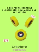 E-Bike Pedal Destekli Dişli Rulmanlı Set 37T – Sarı Plastik 3’lü Dişli Takımı - 1