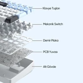 Aula S100 Pro RGB Mekanik Hot Swap Brown Switch Mavi Kablosuz Gaming Klavye thumbnail 4