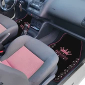 Işıltıya Hazır Ol, Bu Yol Senin! Pembe Taşlı Prenses Taç Desenli 5’li Nakışlı Oto Halı Paspas Seti thumbnail 4