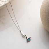 Vaoov 925 Ayar Gümüş El Figürü ve Sallantılı Göz Kolye thumbnail 3