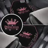 Işıltıya Hazır Ol, Bu Yol Senin! Pembe Taşlı Prenses Taç Desenli 5’li Nakışlı Oto Halı Paspas Seti thumbnail 1
